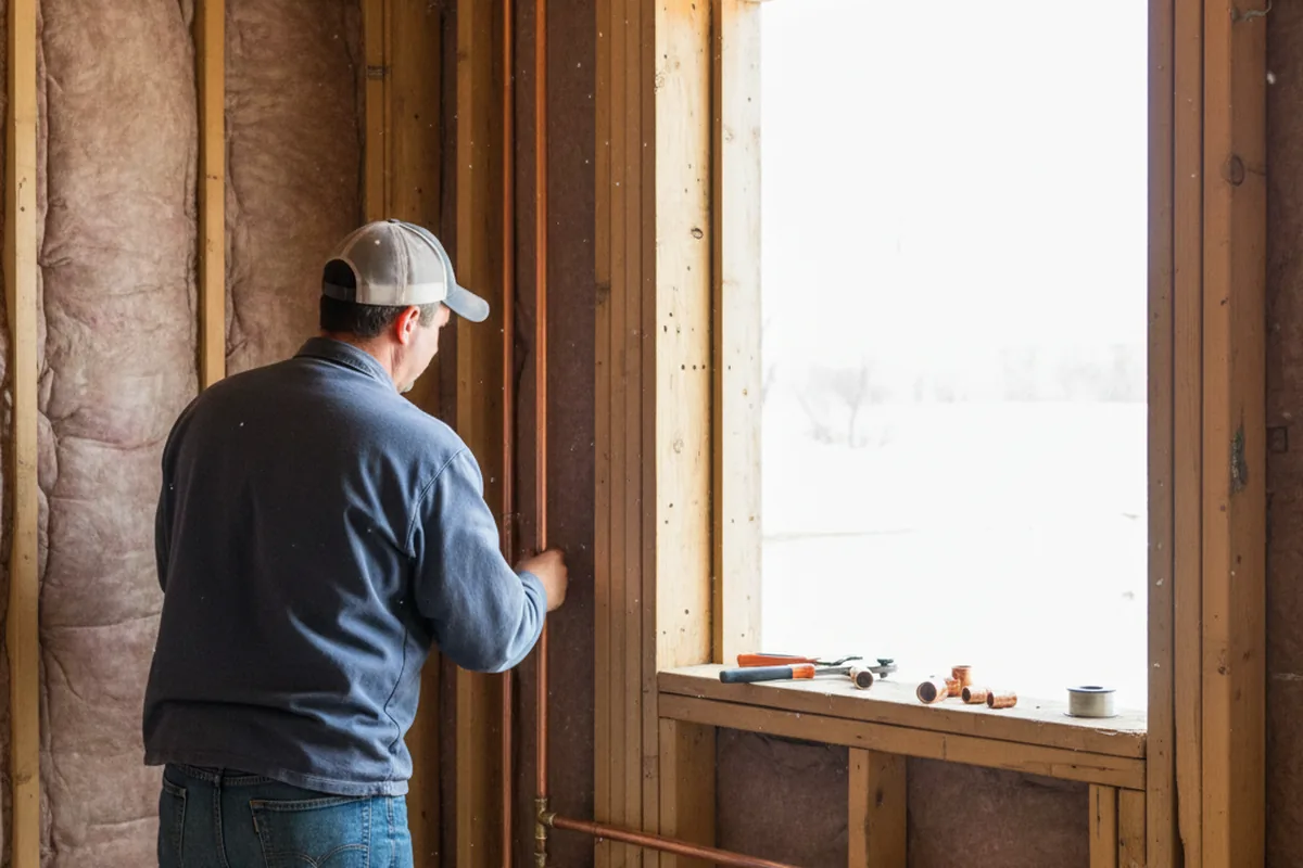 Licensed plumber running new copper supply lines in a Yalaha home