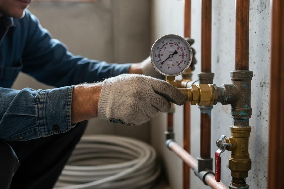 Pressure testing a repaired line during Water Line Repair in Yalaha